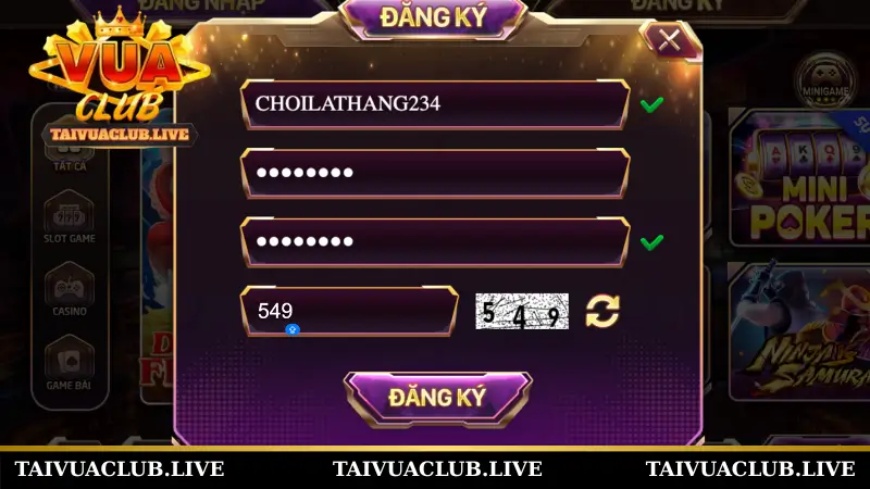 Anh em cược thủ phải điền đầy đủ thông tin khi đăng ký Vuaclub